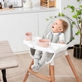 thumbnail image 3 of Costway Baby High Chair Wooden Feeding Chair with 4-Gear Tray & Removable Cushion GrAy, 3 of 9
