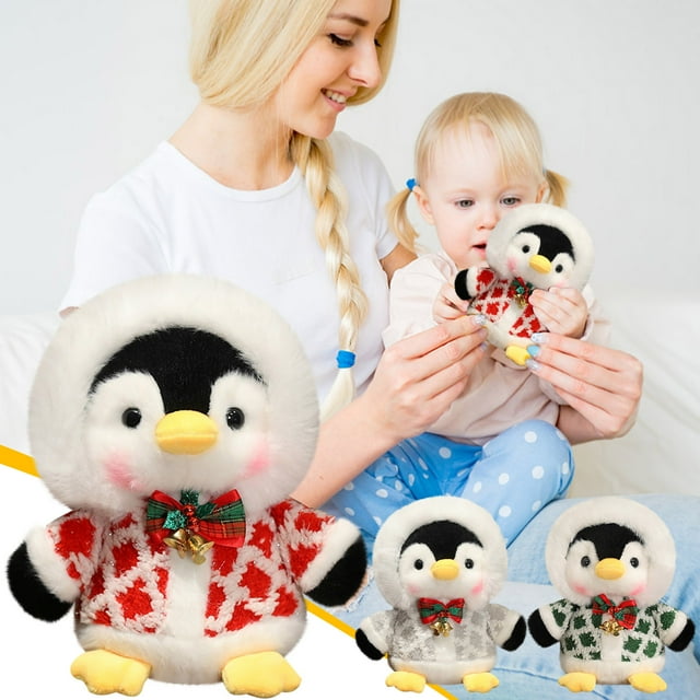 Fiudx Muñeco de Pingüino Navideño, Lindo Peluche Suave, Adorable Regalo Navideño, Perfecto para La Siesta y La Decoración Del Dormitorio, Celebración Navideña, Tamaño de 8,6 Pulgadas, para Niñas, Niñ
