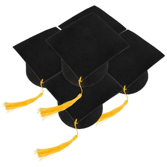 Masteelf 5-Pack Graduation Party Caps for School Celebration, Felt Cloth Hats, Perfect for Graduation Events and Parties