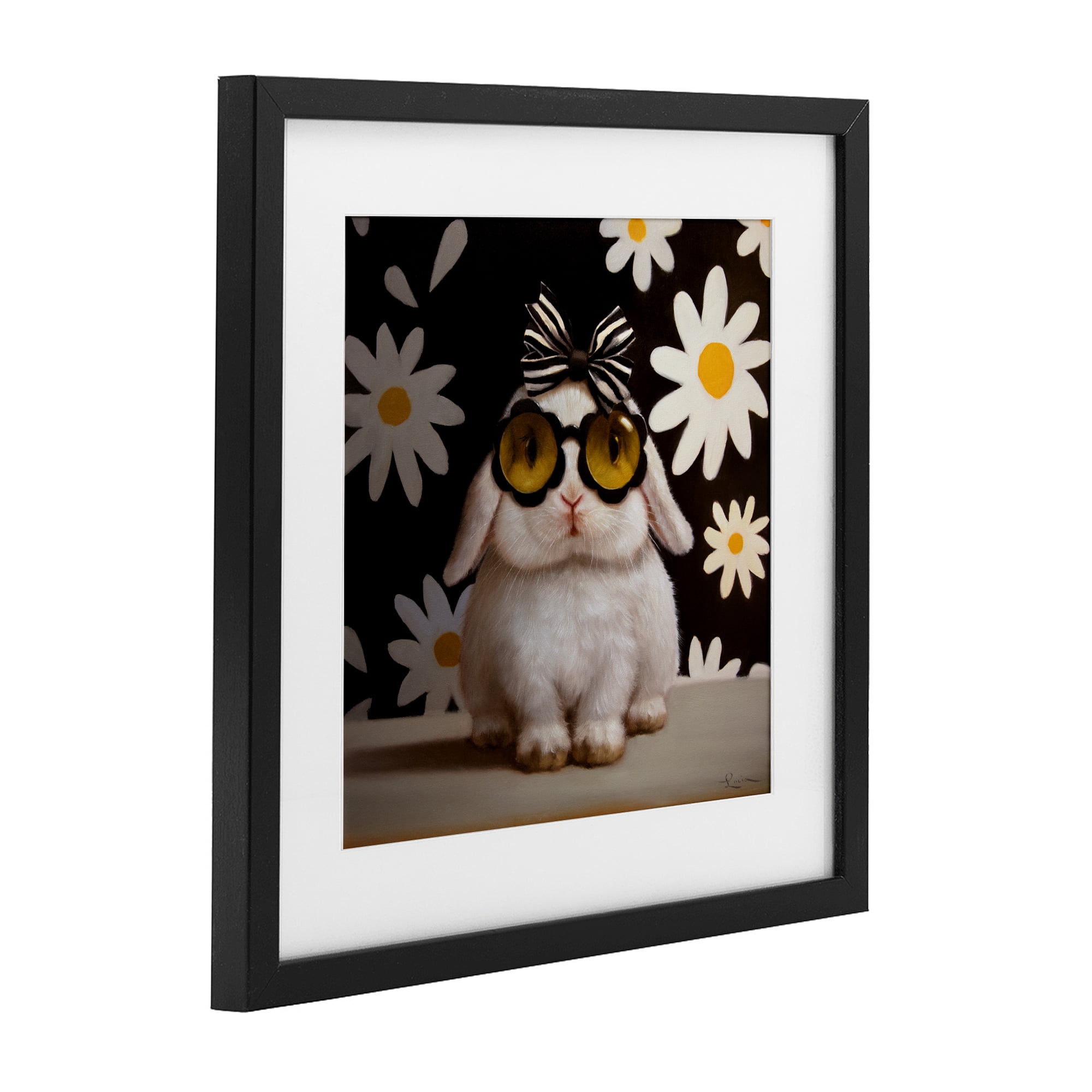 Stupell Industries Boopsie Daisy Bunny Black Framed Print Under Glass, design by Lucia Heffernan