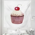 thumbnail image 1 of Cupcakes Tapestry, Watercolor Detailed Look of Creamy Cherry Top Cake Tasty Yum Sweets, Fabric Wall Hanging Decor for Bedroom Living Room Dorm, 5 Sizes, Mauve Taupe and Raspberry, by Ambesonne, 1 of 1