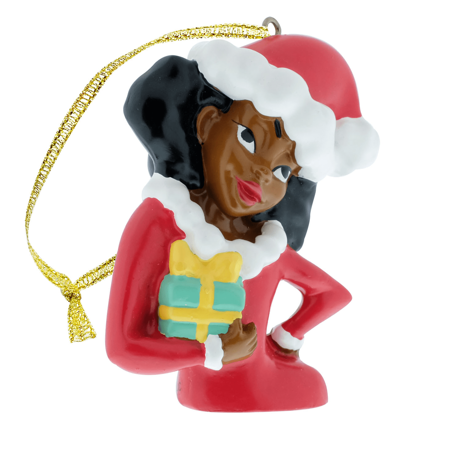 Black Paper Party, Aunt Holly  Christmas Ornament, 3 inches Tall, Resin, Multi-Color, Red