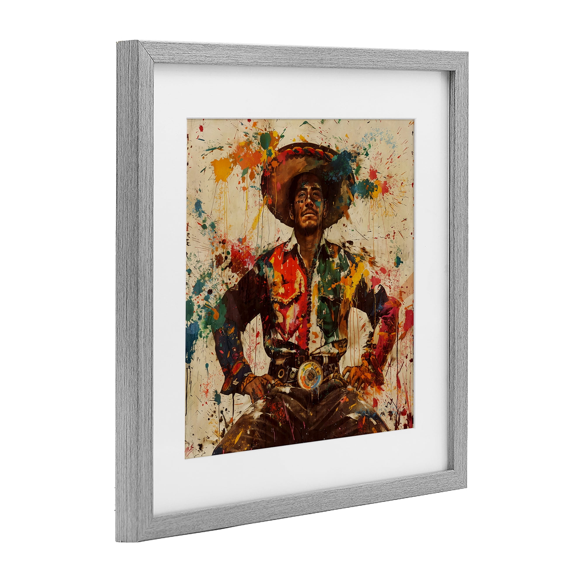 Stupell Industries El Mexicano with Paint Splatters Gray Framed Print Under Glass, design by Marta Wiley