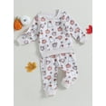 thumbnail image 3 of Wassery Baby Girls Halloween Outfits 6 12 18 24 Months Infant Girl Pumpkin Ghost Print Round Neck Long Sleeve Sweatshirt Tops + Pants Set Fall Casual Clothes, 3 of 8