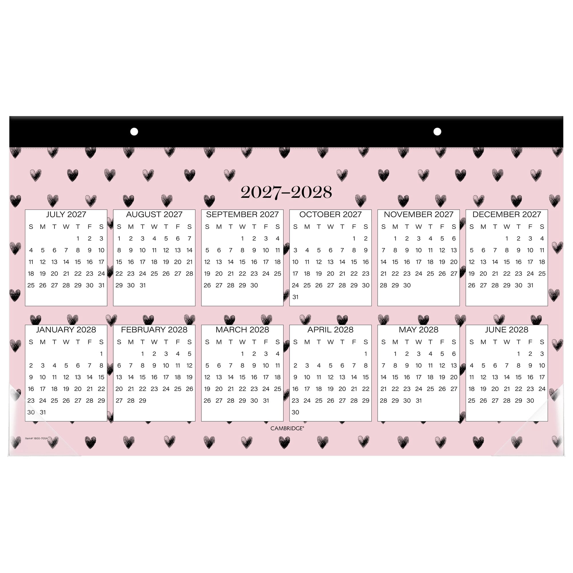 Mead Cambridge Cherish Academic 2026-2027 Monthly Desk Pad Calendar Compact 11 x