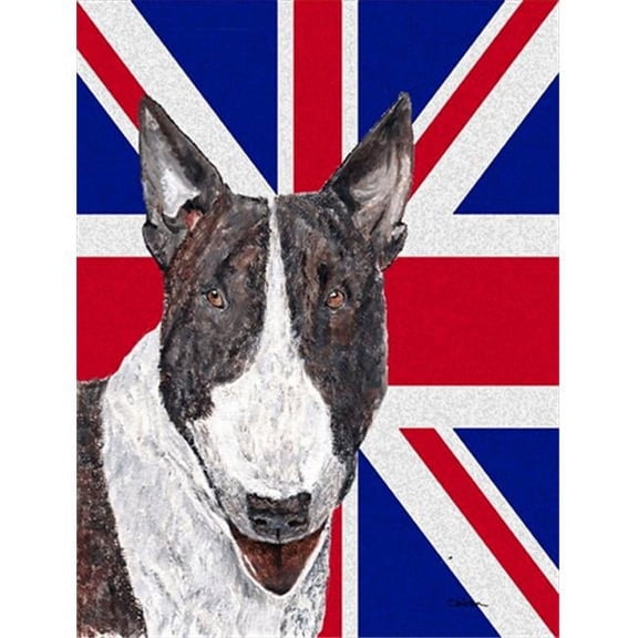 Bull Terrier With Engish Union Jack British Flag Flag Canvas House Size