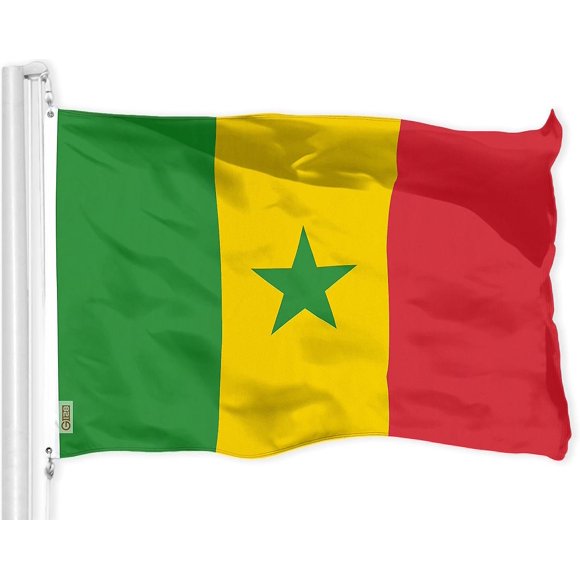 Senegal Flag 3x5 Ft LiteWeave Pro Series Printed 150D Polyester Country Flag, Indoor/Outdoor, Vibrant Colors, Brass