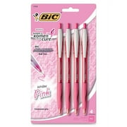 BIC Atlantis Ballpoint Retractable Pen, Pink Ink, Medium, 4 per Pack