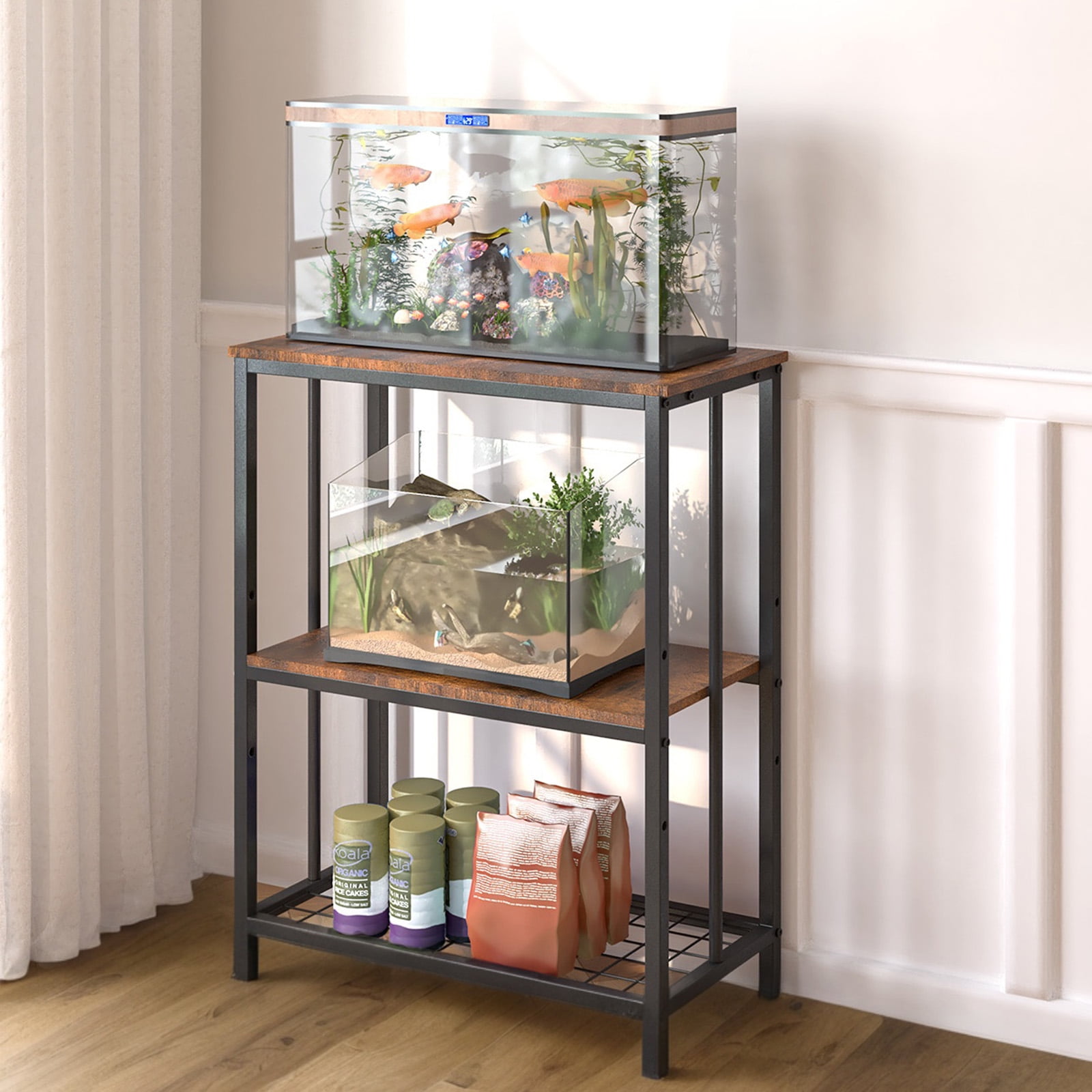 SOBREMESA 3-Tier 20 Gallon Aquarium Stand, Heavy Duty Metal Reptile Tank Stand with Adjustable Shelf, 30.7" Tall for Fish or Reptile Enclosures