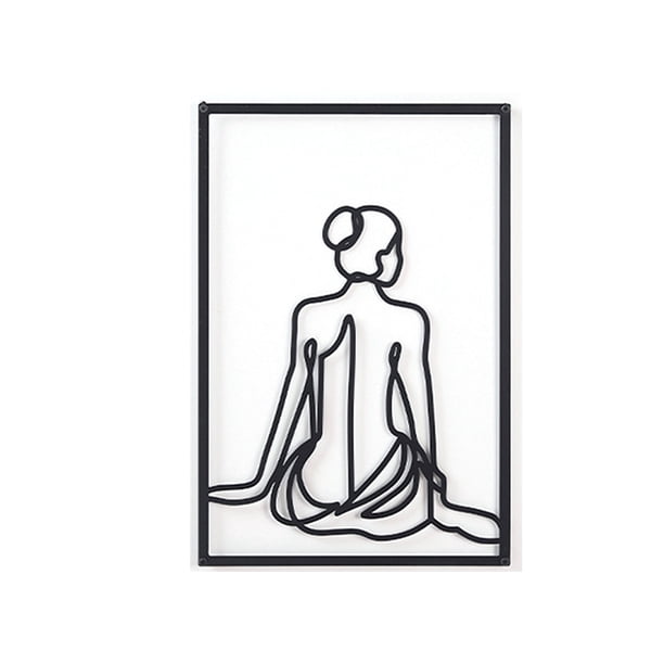 Matsuzay Decoración nórdica Línea femenina moderna Adorno de pared Dibujo Silueta Adorno para el hogar Sala de estar Decoración para el hogar Decoración del hogar Negro Atrás Matsuzay HA080027-03