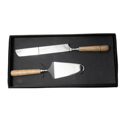 

Set of 2 Brown Mango Wood Cake Serving Set 11.5