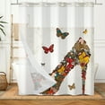 thumbnail image 6 of MIZHONA No Hook Shower Curtain with Snap in Liner，Colorful Butterfly Fabric Shower Curtain,71"× 74", 6 of 6