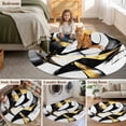 thumbnail image 6 of Modern Geometric Round Area&nbsp;Rug 5ft Black and Gold Line Non-Slip&nbsp;Washable Circle Rugs Soft Felt Indoor Floor Mat for Bedroom Kitchen Living Room Bathroom, 6 of 9