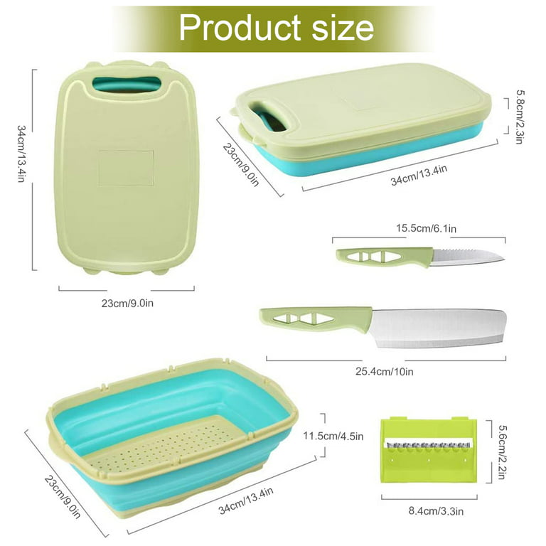 Collapsible Cutting Board, HI NINGER Chopping Board with Towel Kitchen  Foldable Camping Dishes Sink Space Saving 3 in 1 Multifunction Storage  Basket