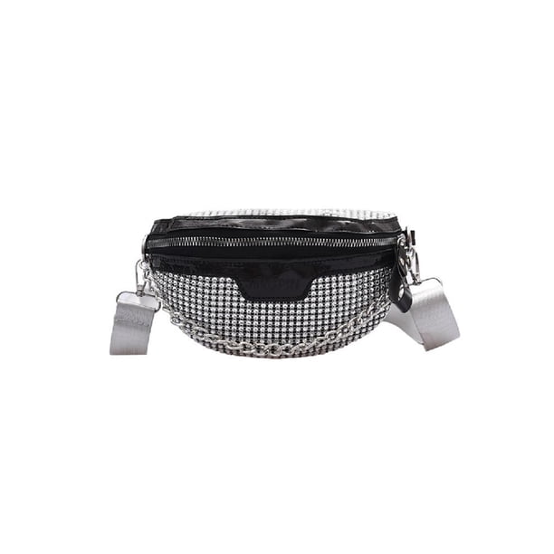 Bolso Cintura Con Diamantes Brillantes A La Bolso Mujer Brillante Con Correa Ancha para El Hombro Bolso Pecho 20135 (negro)