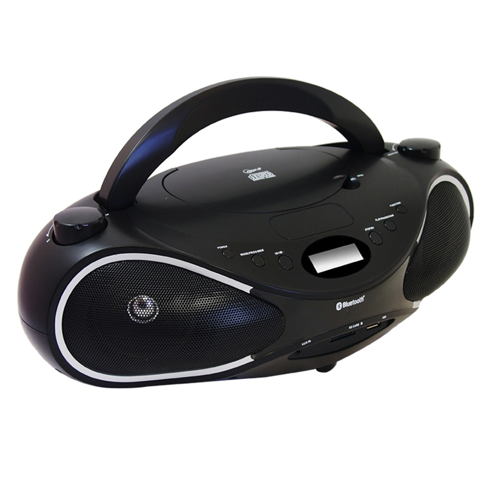 Axess Portable Bluetooth Boombox with 3.5mm MP3/CD/USB/SD/MMC Card Slot