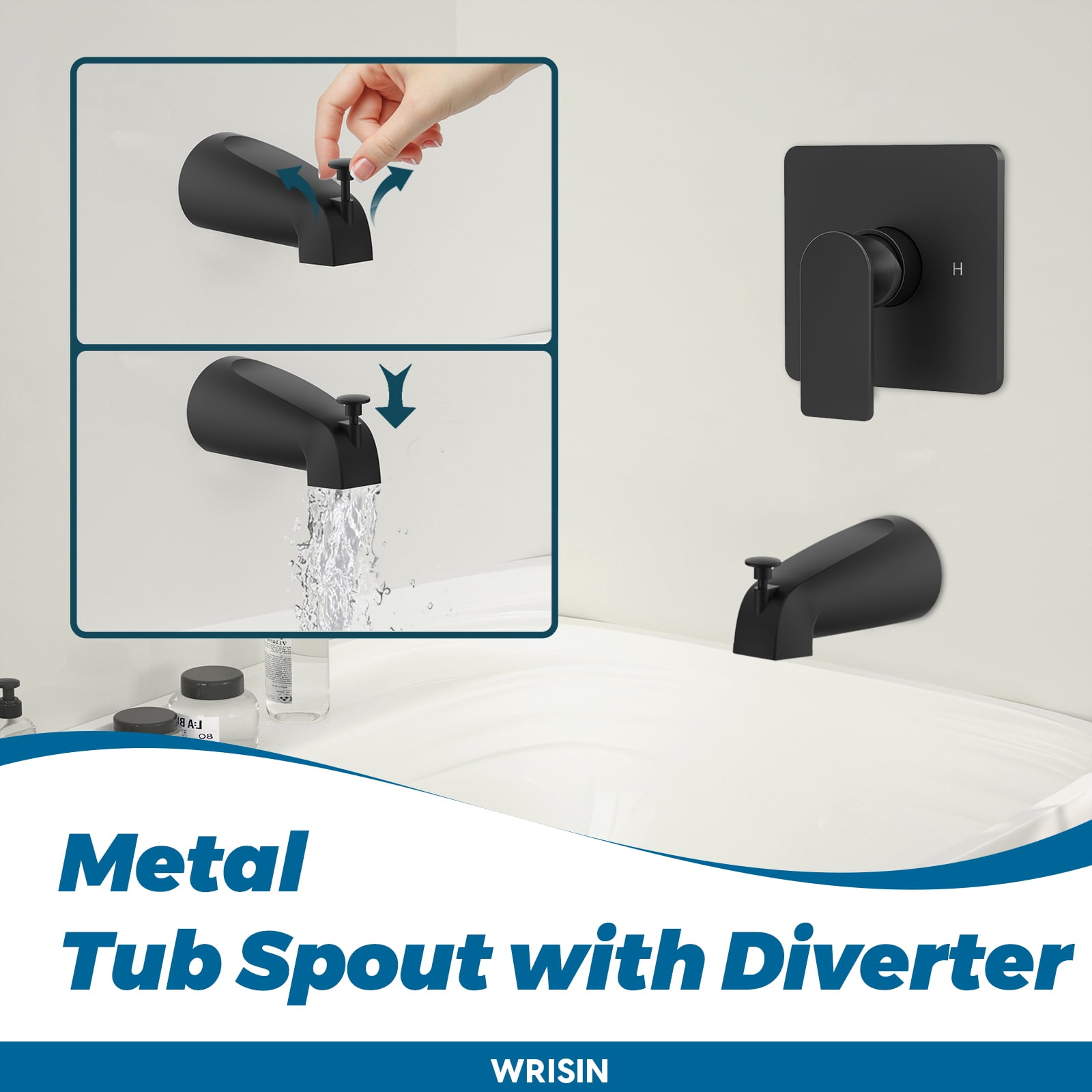 ROSYNEY Tub Shower Faucet Set - with Rain Shower Head, Shower Valve,Tub Spout, Matte Black