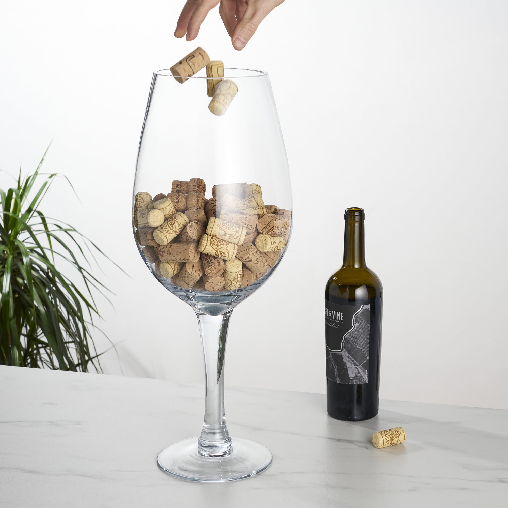 20 inch Giant Novelty Clear Wine Glass and Cork Holder