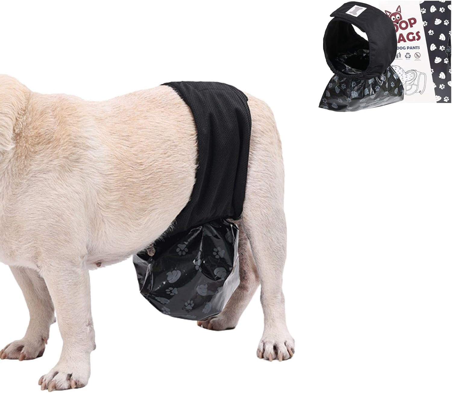 Reusable Male Dog Diapers with 50pcs Waste Bags, Adjustable Leak-Proof Dog Sanitary Pants for Incontinence & Indoor Walking, Dogs Pee Collection Pants for Senior Disability Dogs