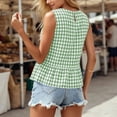 thumbnail image 3 of cocolona Womens Summer Trendy Tank Tops Crew Neck Sleeveless Plaid Ruffle Hem Shirts Dressy Casual Blouses, 3 of 4