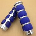 thumbnail image 4 of HTT-MOTOR For Kawasaki Mean Streak Drifter Classic- Chrome Blue Flat Top 7/8" 22mm Rubber Billet Aluminum Hand Grip, 4 of 6