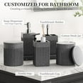 thumbnail image 3 of 6-Piece Bathroom Set Grey - Stone Textured Resin Bathroom Organizer with Soap Dispenser, Toothbrush Holder, Vanity Tray, Tumbler & Cotton Swab Jars for Small Spaces, 3 of 16