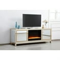 thumbnail image 3 of Reflexion 72 in. mirrored tv stand with crystal fireplace in gold, 3 of 3