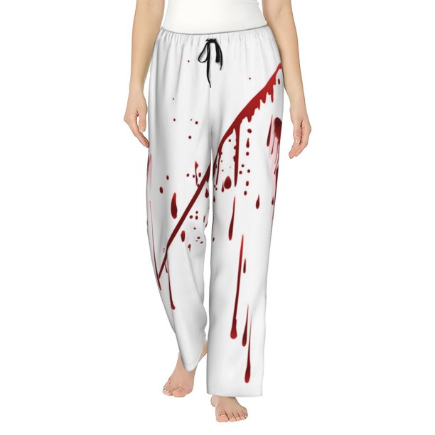 Balery Bloody Hand Pantalones de pijama para mujer, pijamas ultraligeros, pantalones de estar por casa-Small