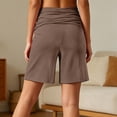 thumbnail image 4 of Arlun Womens Plus Size Yoga Workout Shorts Stretchy Ruched High Waist Summer Fold over Shorts Solid Color Casual Loose Fit Knee Length Loungewear Short Pants for Daily Versatile Coffee XXXXL, 4 of 5