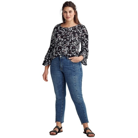Ellos - Ellos Plus Size Notch-hem Skinny Jeans - Walmart.com