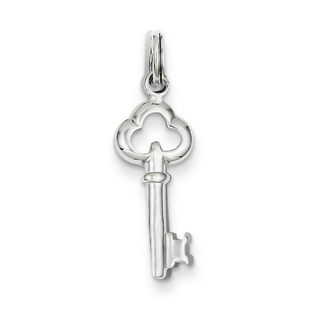 Key Solid Open back Charm Pendant 25mmx10mm 925 Sterling Silver