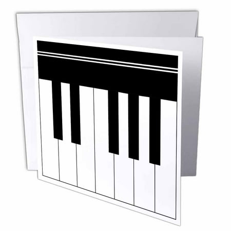 3dRose Piano keys - black and white keyboard musical design - pianist music player and musician gifts, Greeting Cards, 6 x 6 inches, set of (Best Media Center Keyboard)