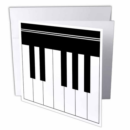 3dRose Piano keys - black and white keyboard musical design - pianist music player and musician gifts, Greeting Cards, 6 x 6 inches, set of