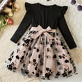 thumbnail image 2 of bbymog Baby Girl Dress with Belt Girls Fashion Floral Embroidery Princess Dresses Fall Winetr Girl Clothes for Birthday Wedding Party Black 6 Years, 2 of 7