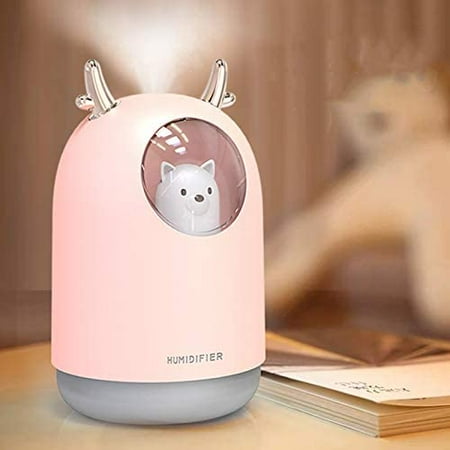 

Cool Mist Humidifier with Adjustable Mist Mode 300ml Water Tank Lasts Up To 10 Hours 7 Color LED Lights Changing Waterless Auto Shut-off for Bedroom Home Office (Pink Color)
