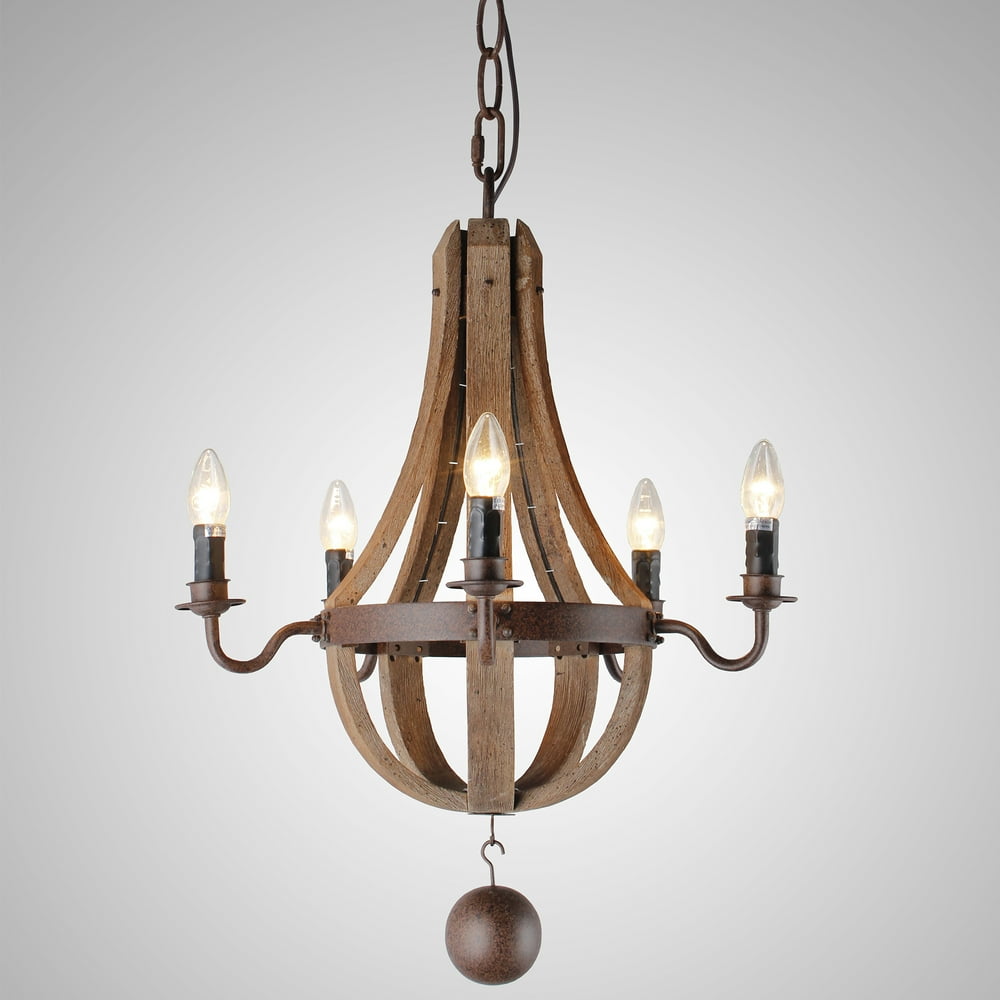 5 Light Candlestyle Chandelier in Iron Frame and Rustic finish