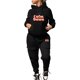 thumbnail image 1 of Gibobby Conjunto de sudadera para mujer Sudadera informal con estampado de para mujer, traje deportivo de dos piezas con múltiples bolsillos(Negro,XL), 1 of 5