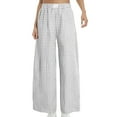 thumbnail image 6 of GEWSEY Women's Striped Gingham Boxer Pants Cotton Pajama Lounge Pj Casual Plaid Trousers Y2K Beach Bottoms with Pockets (Grey, XL), 6 of 7