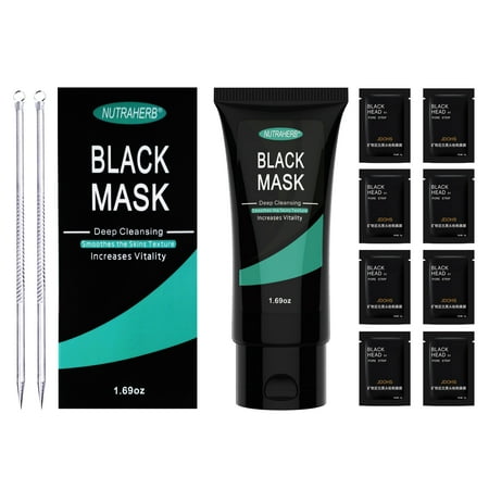 Blackhead Remover Mask Plus 2 Extractors And 8 Pore Strips Great Deep Cleansing Deluxe Peel-Off Complete Blackhead Remover Mask Kit Gently Peel Away Blackheads Whiteheads, Pimples