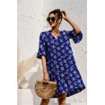 thumbnail image 5 of QINCAO Women Dresses Summer Dress V-Neck Short Sleeve T-Shirt Dress Babydoll Ruffles Casual Mini Female Dress, 5 of 8
