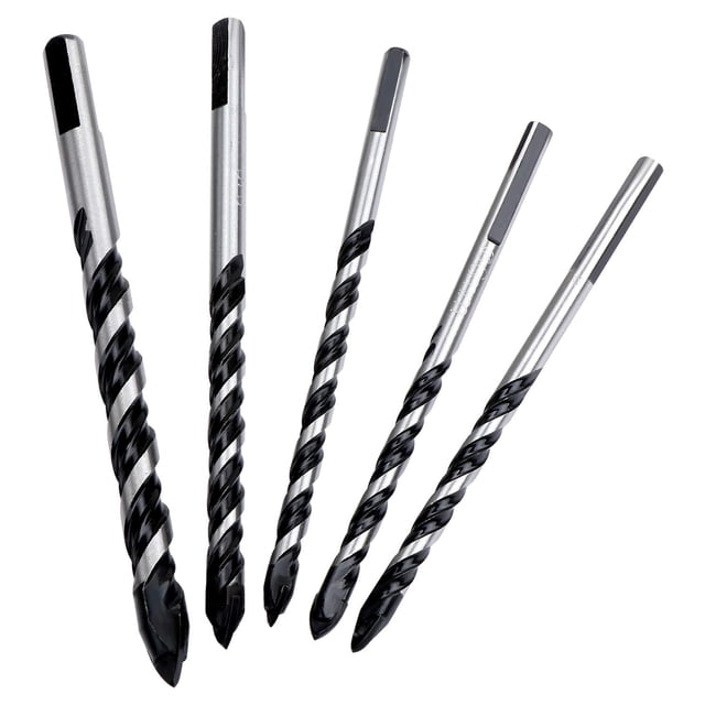 Juego de brocas para azulejos de 5 piezas, 6 mm, 8 mm, 10 mm, 12 mm, para pared, espejo, cerámica, porcelana, ladrillo, cemento, hormigón, vidrio, madera
