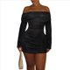 thumbnail image 2 of Vestido Ceñido Al Cuerpo para Mujer, de Transparente con Volantes, Brillante, Acampanado, de Larga, Ideal para Salir A Clubes Nocturnos Y2K. Negro L, 2 of 10