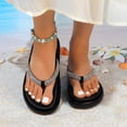 thumbnail image 3 of COM STAR Women’s Rhinestone Flip Flops Thong Sandals Sparkly Open Toe Slip-On Summer Beach Casual Comfort Flat Sandals, 3 of 7