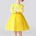 thumbnail image 5 of Miluxas Flower Girl Tulle Dress Elegant Princess Long Sleeves Party Winter Fall Clothes Yellow 14-15 Years, 5 of 8