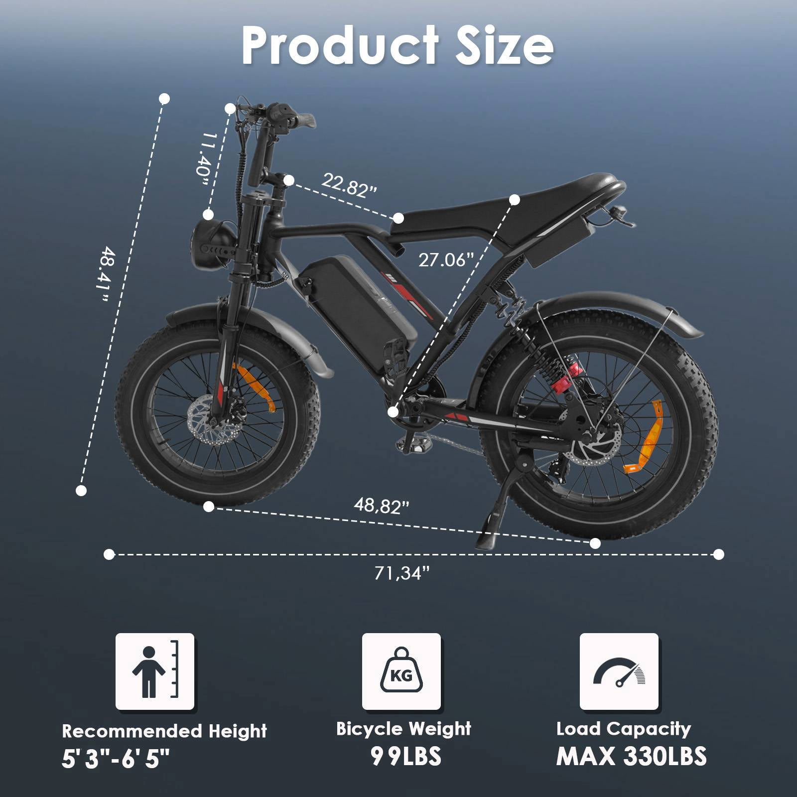 EGGKING 20" Fat Tire Electric Bike for Adults, 1000W Adults E-Mountain Bikes, 48V 17.5Ah Battery Electric Mountain Bike UL2849, Black