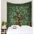thumbnail image 2 of Gojian Tapestry Green Tree of Life Wall Hanging – Indian Cotton Full Size Bedspread, Picnic Sheet, Wall Decor,, Wall Art for Bedroom, 2 of 6