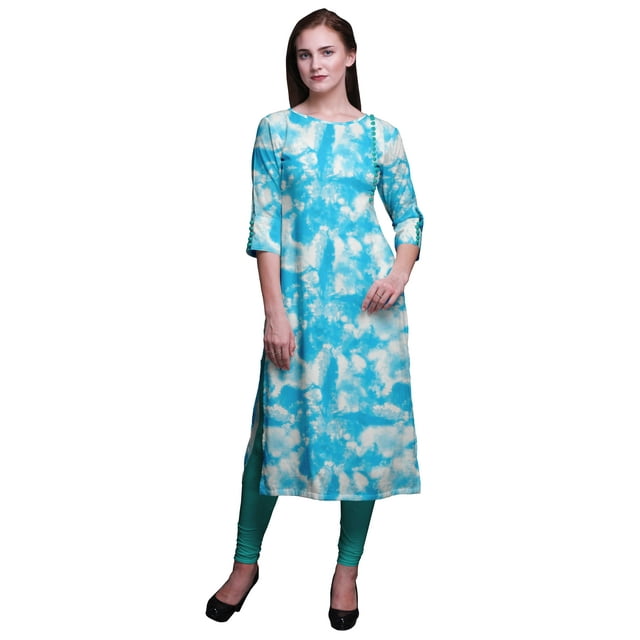 Bimba Kurti Imprimée à Manches 3/4 Tenue d'Été Kurta Tunique Droite pour Femmes