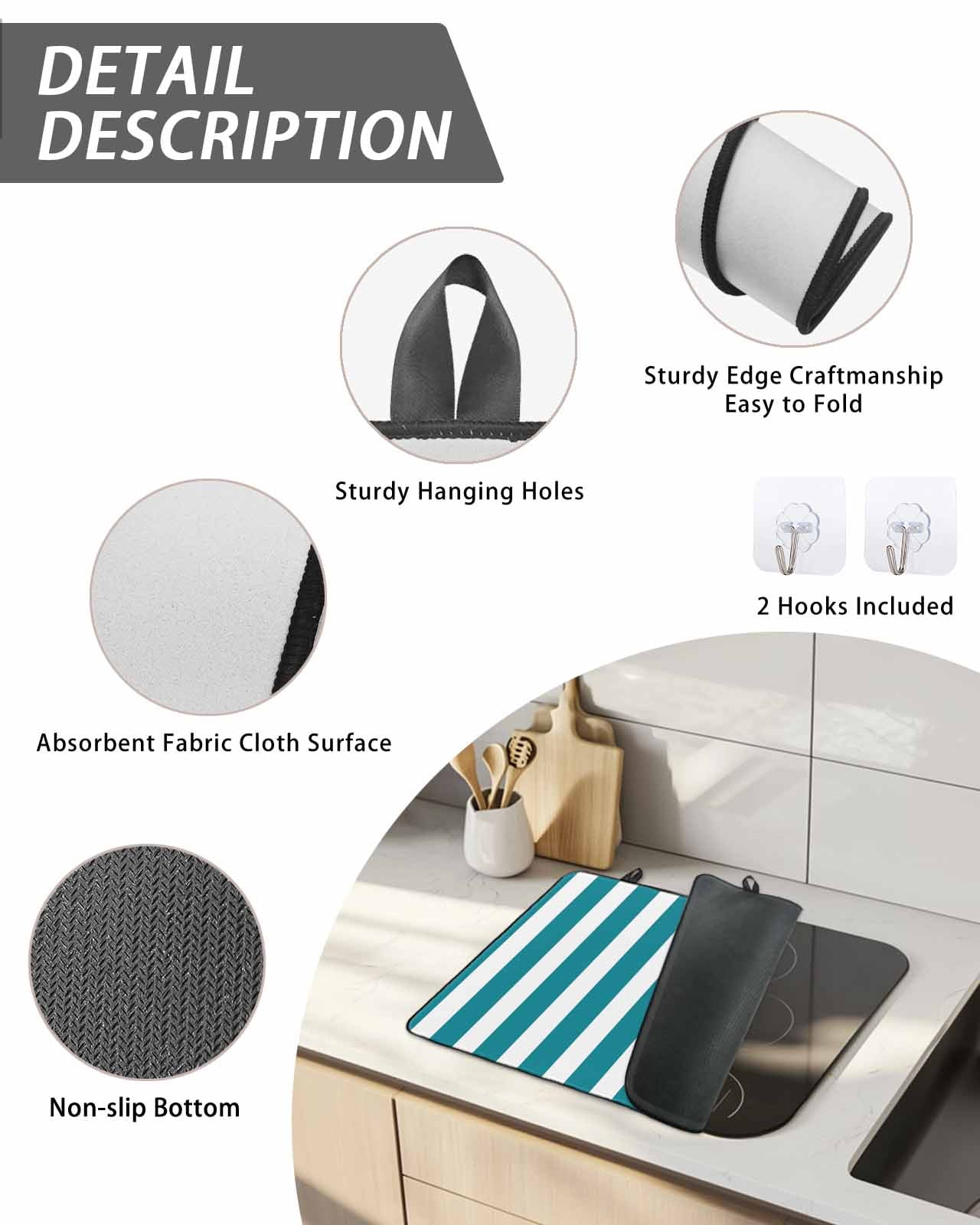 Stove Top Covers for Electric Stove, Teal Striped Glass Stovetop Cover Protector, Simple Art Vertical Stripe Farmhouse Induction Cooktop Protector Oven Mat for Kitchen Countertop 24"x21"