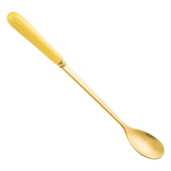 Mixing Spoons for Coffee,Stainless Steel Coffee Spoon with Ceramic Handle,6.88 Inch Small Dessert Spoons Tea Spoon,Long Handle Teaspoon Sugar Ice Cream Desert Spoon Stirring Soup Tableware,Yellow