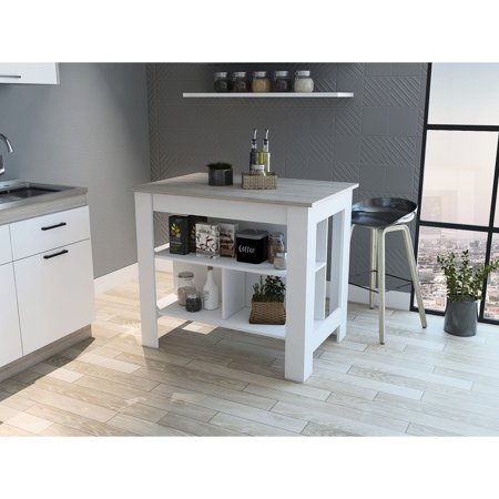 Silver Nanoparticles Film for Bacteria Protection / 3 - Shelf Kitchen Island for Meal Prep and Storage